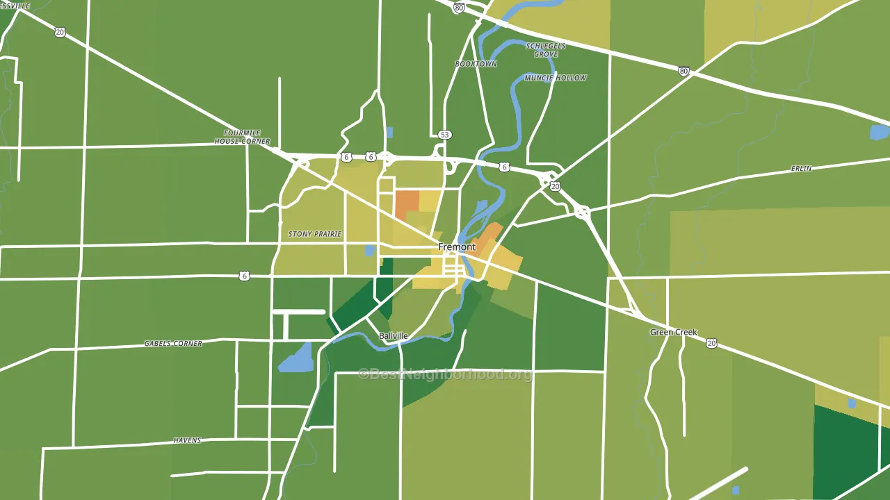 43420, OH block-group voter-turnout map