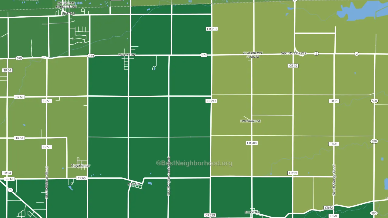 43445, OH block-group voter-turnout map
