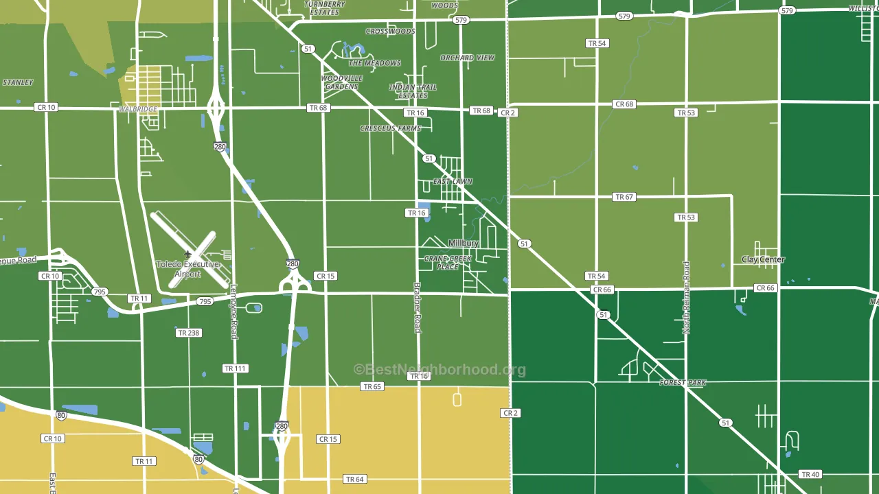 43447, OH block-group voter-turnout map