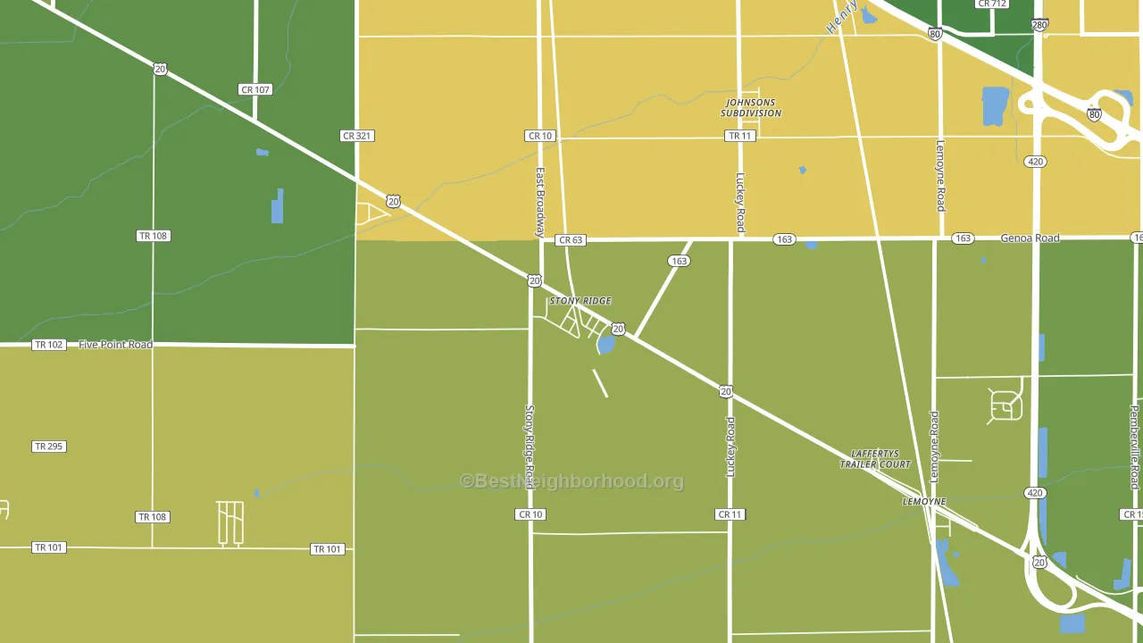43463, OH block-group voter-turnout map