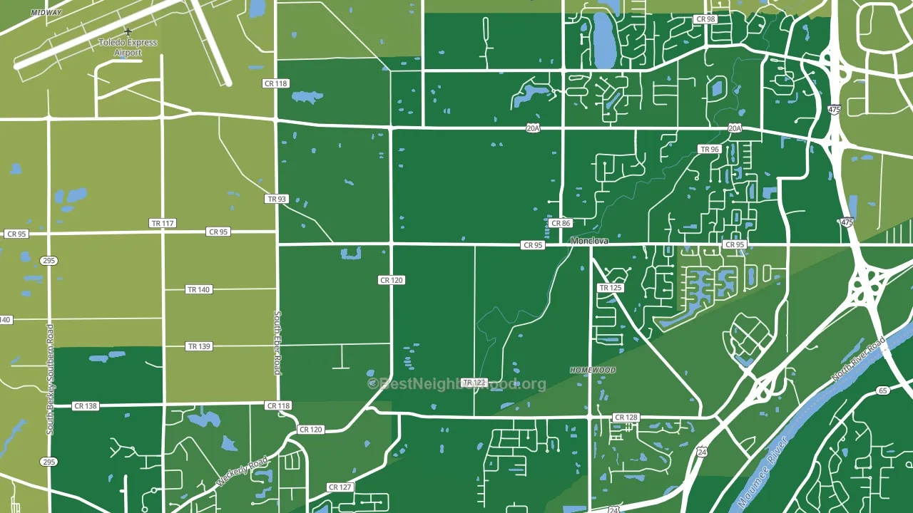 43542, OH block-group voter-turnout map