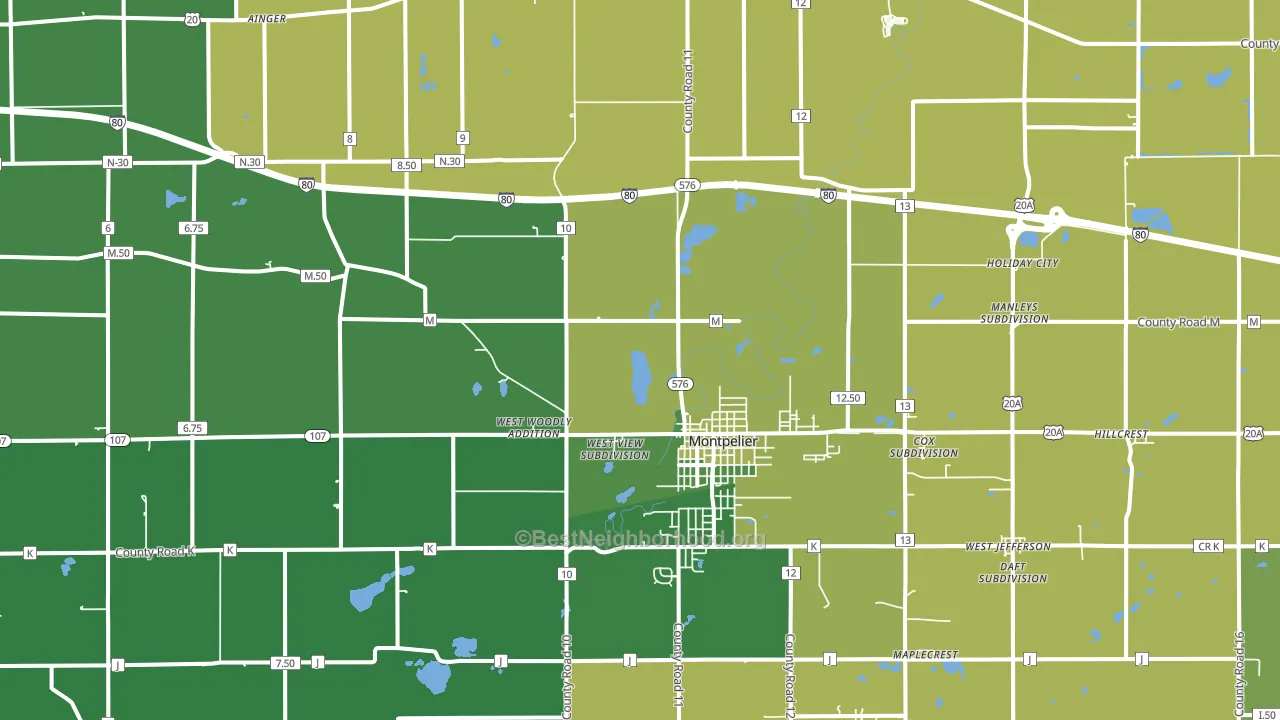 43543, OH block-group voter-turnout map