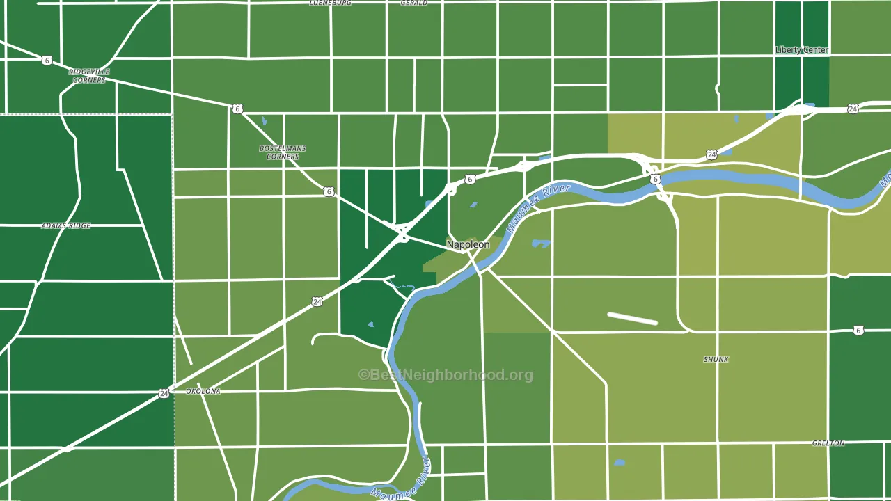 43545, OH block-group voter-turnout map