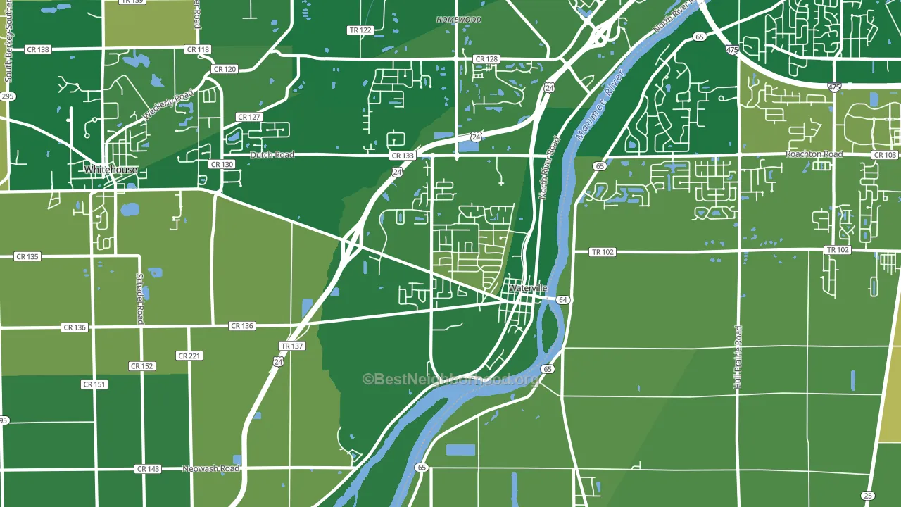 43566, OH block-group voter-turnout map