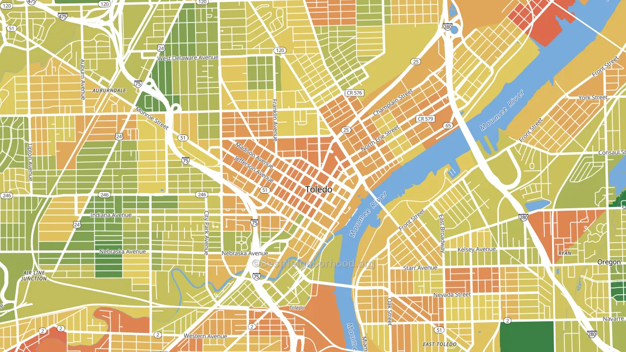 43604, OH block-group voter-turnout map