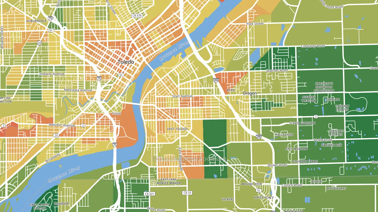 43605, OH block-group voter-turnout map