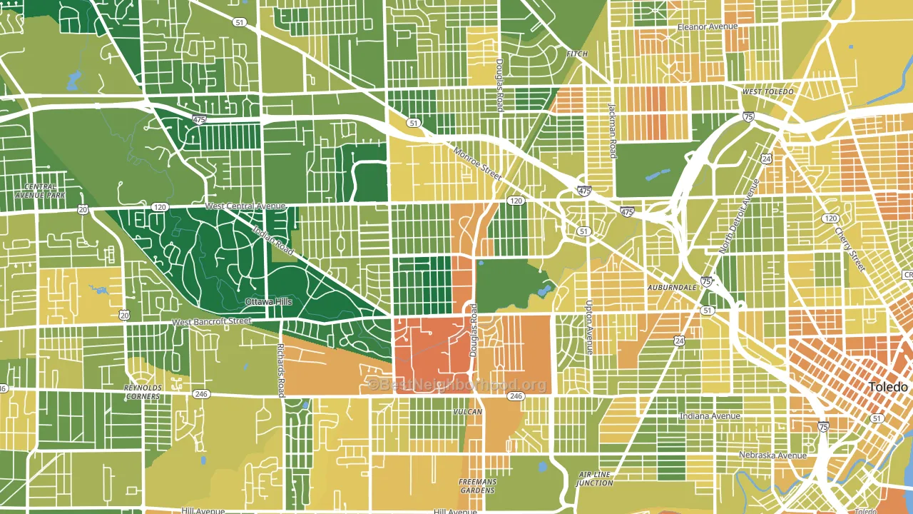 43606, OH block-group voter-turnout map