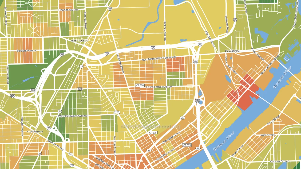 43608, OH block-group voter-turnout map