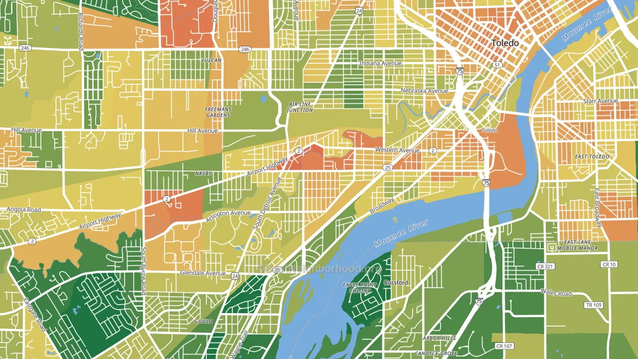 43609, OH block-group voter-turnout map