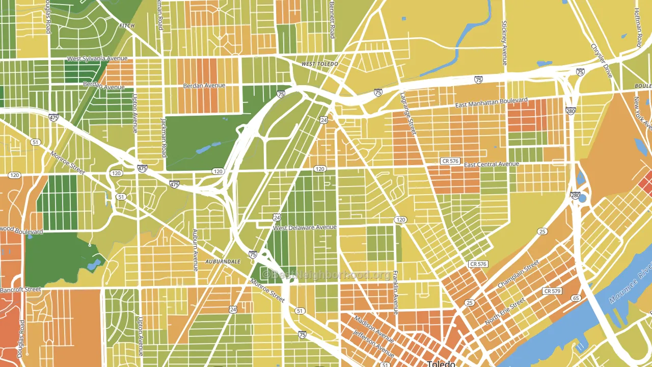 43610, OH block-group voter-turnout map