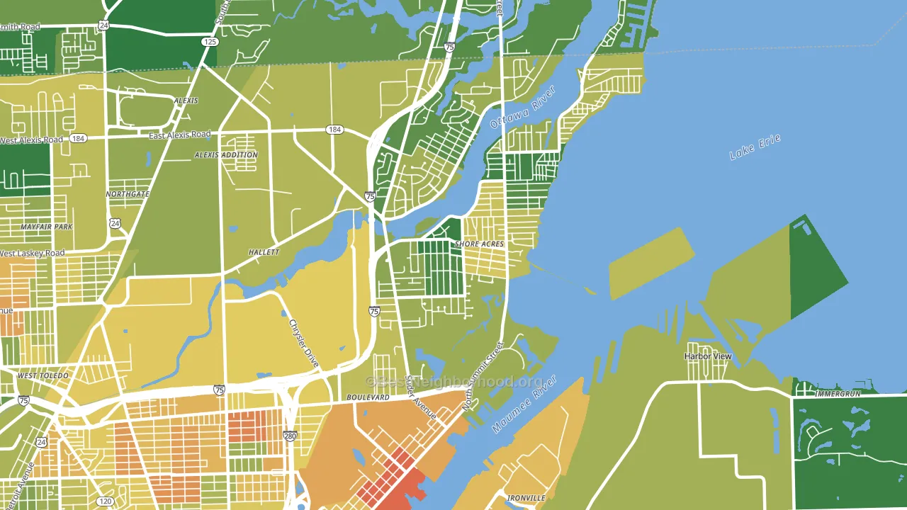 43611, OH block-group voter-turnout map