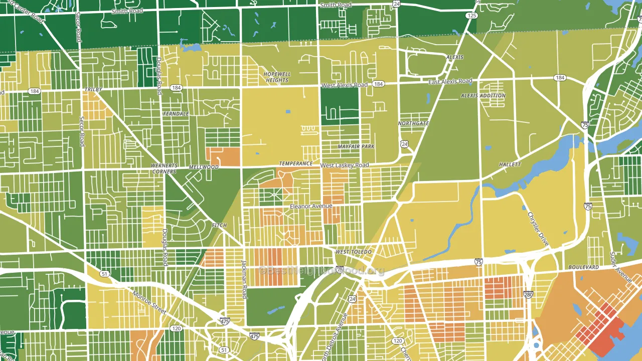 43612, OH block-group voter-turnout map