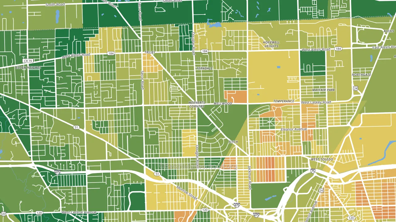 43613, OH block-group voter-turnout map