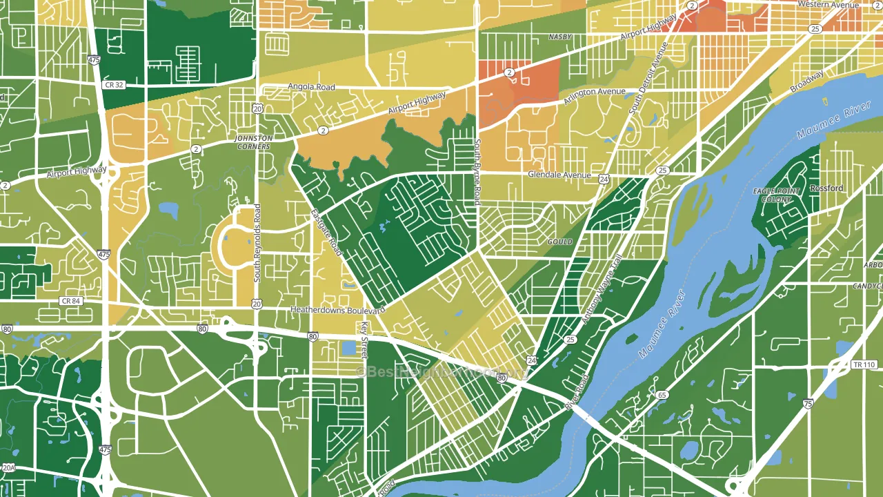 43614, OH block-group voter-turnout map