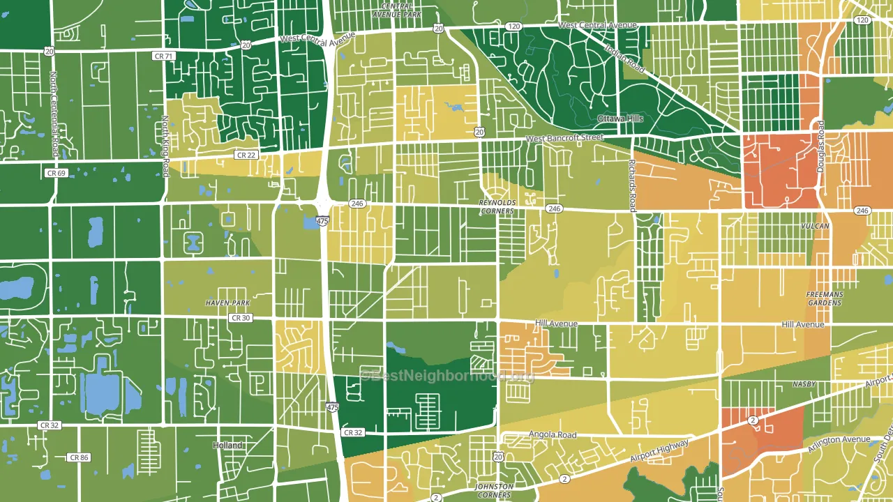 43615, OH block-group voter-turnout map
