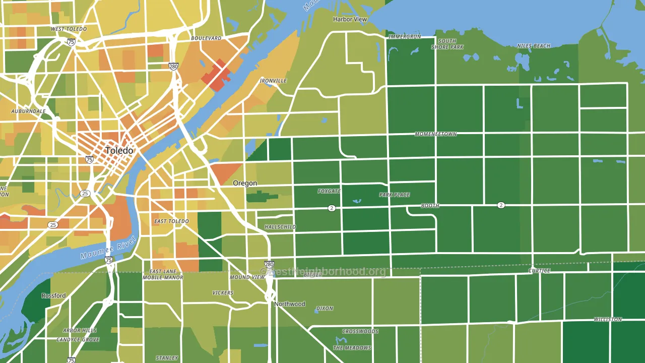 43616, OH block-group voter-turnout map