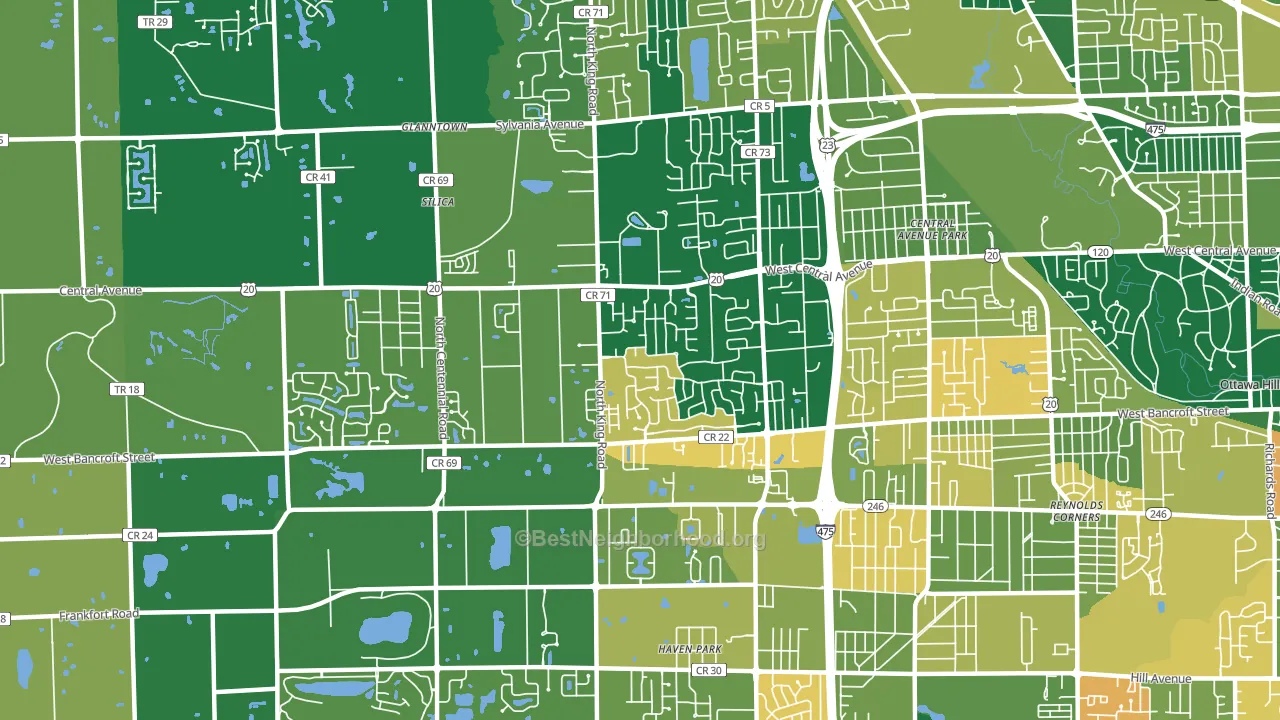 43617, OH block-group voter-turnout map