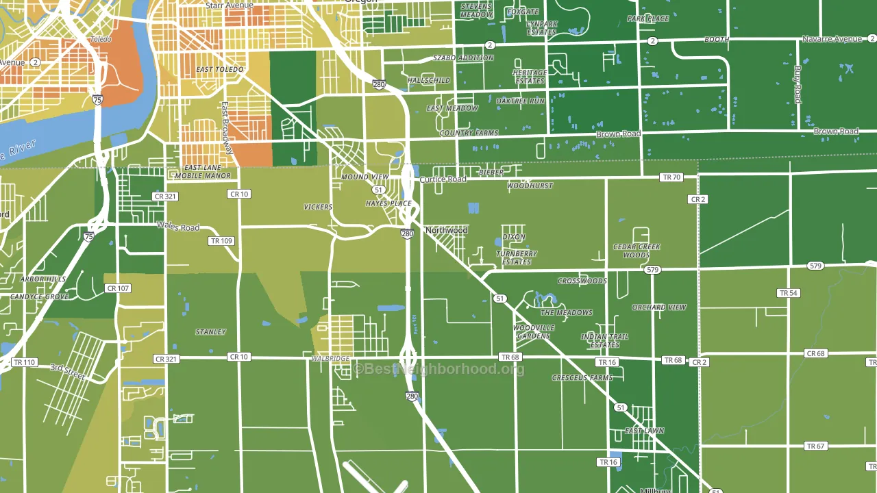 43619, OH block-group voter-turnout map