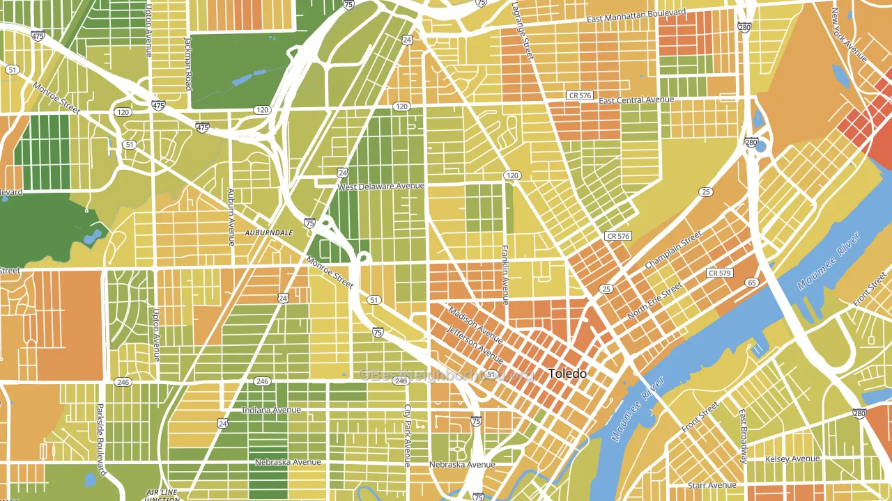 43620, OH block-group voter-turnout map