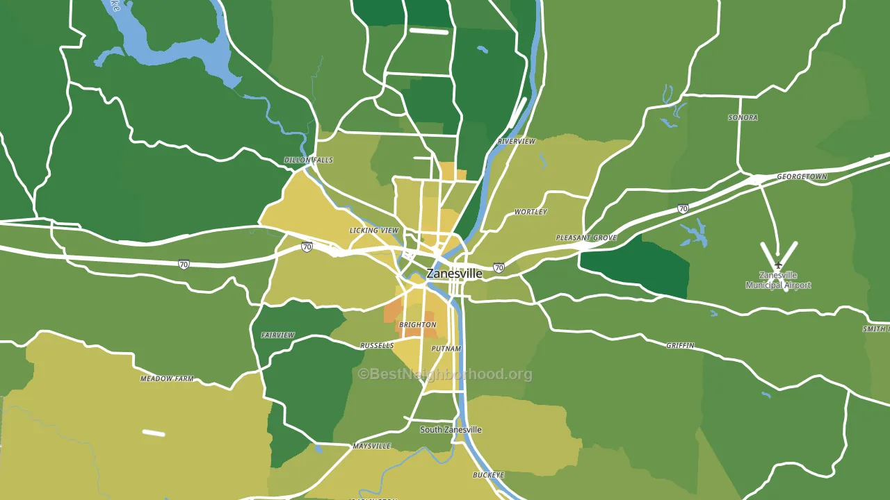 43701, OH block-group voter-turnout map