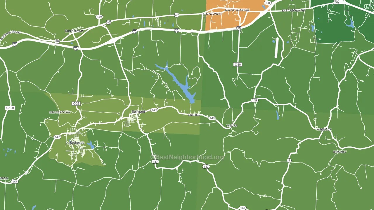43718, OH block-group voter-turnout map