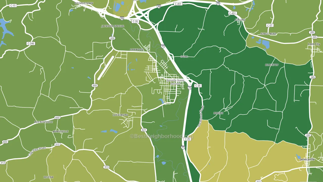 43723, OH block-group voter-turnout map