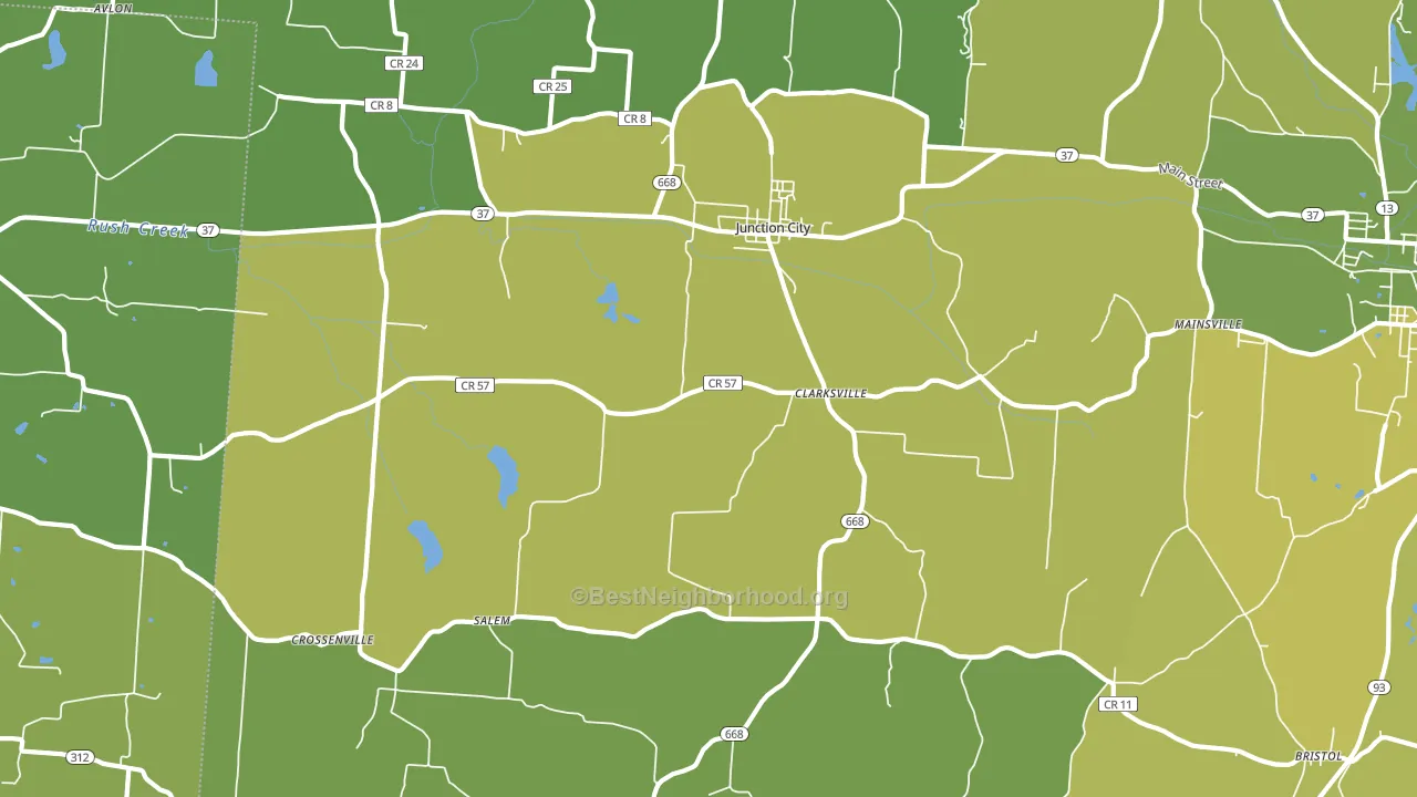 43748, OH block-group voter-turnout map