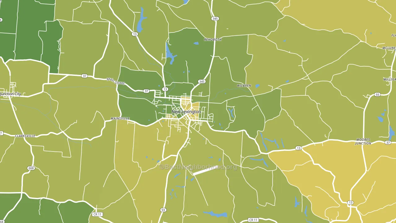 43764, OH block-group voter-turnout map