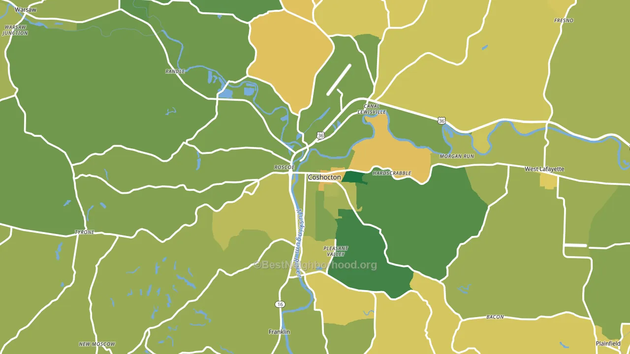 43812, OH block-group voter-turnout map