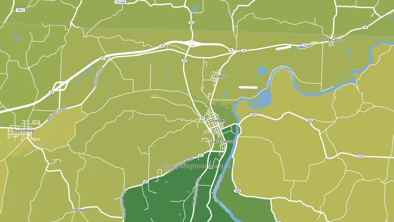 43821, OH block-group voter-turnout map