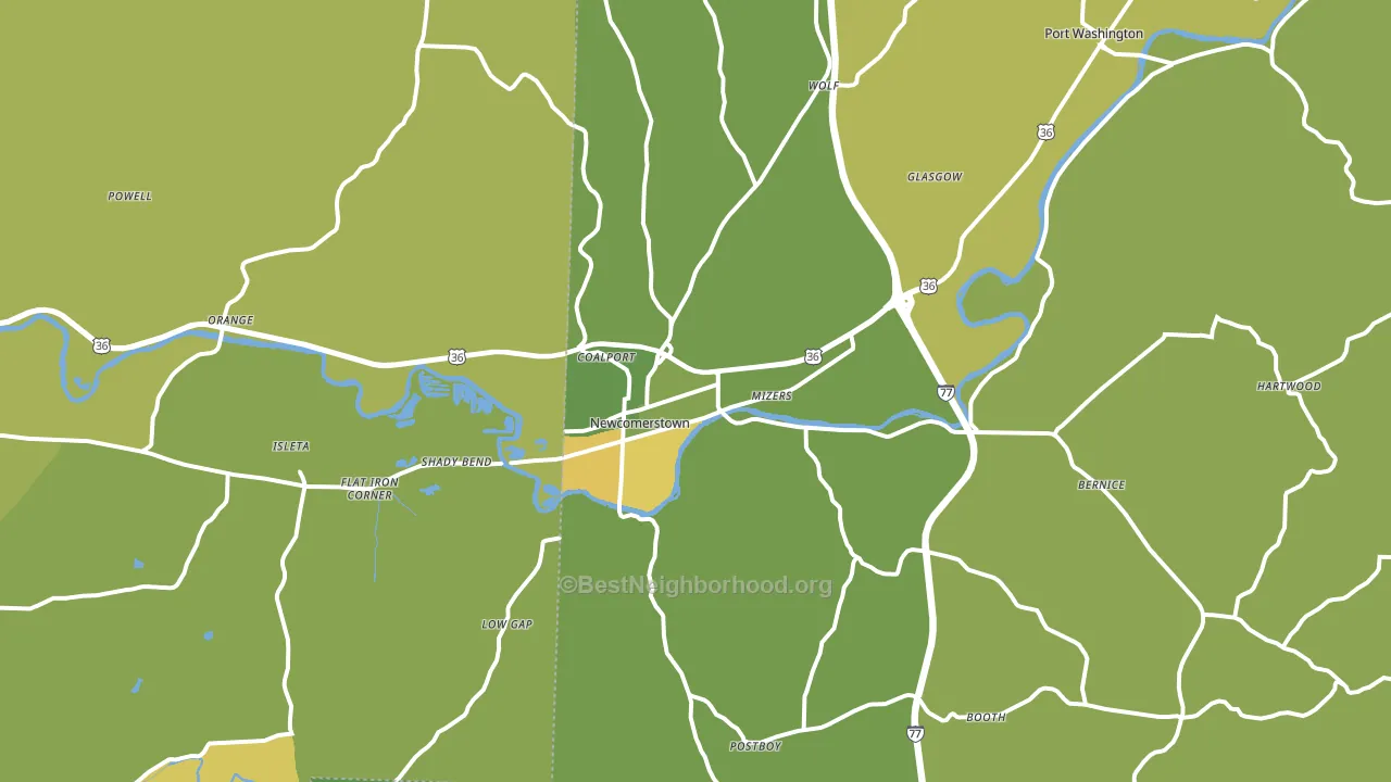 43832, OH block-group voter-turnout map