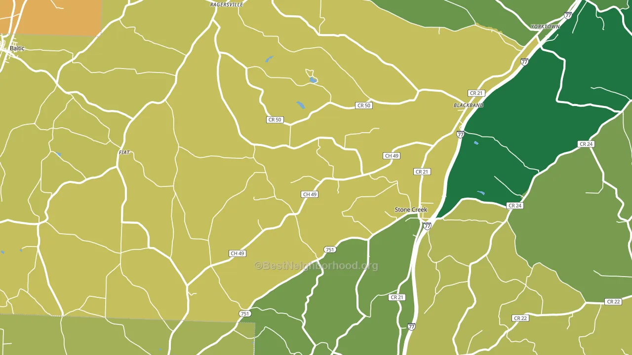43840, OH block-group voter-turnout map
