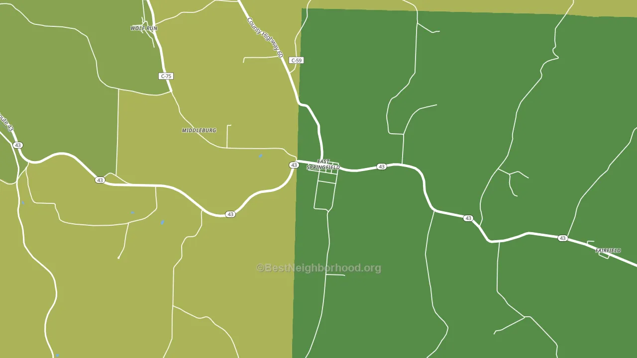 43925, OH block-group voter-turnout map