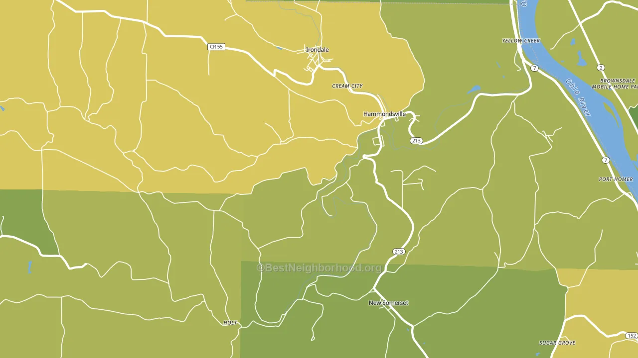 43932, OH block-group voter-turnout map