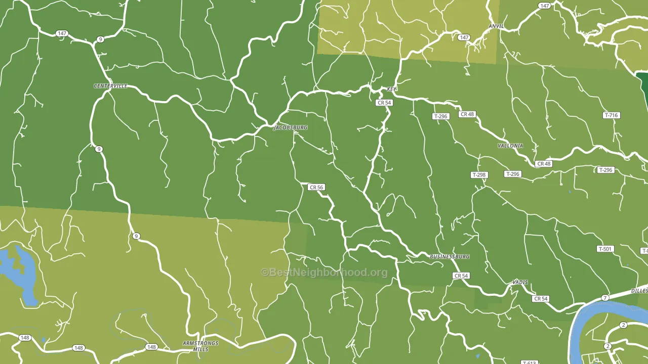 43933, OH block-group voter-turnout map
