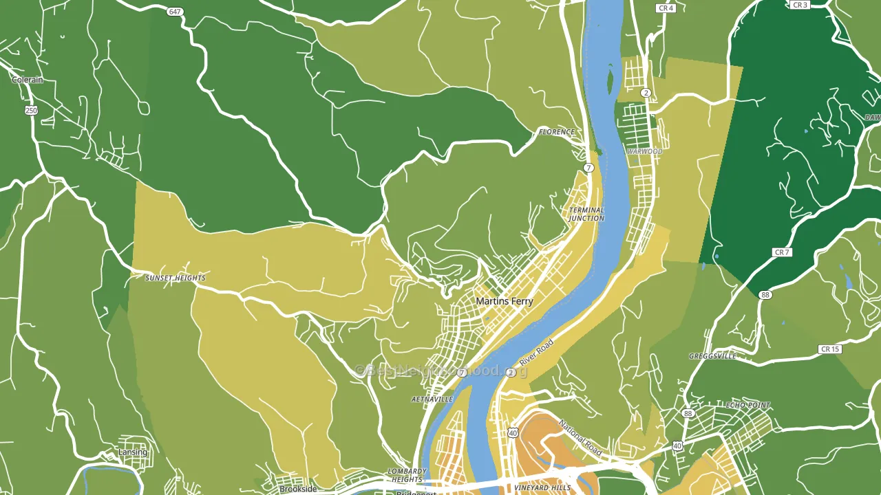43935, OH block-group voter-turnout map