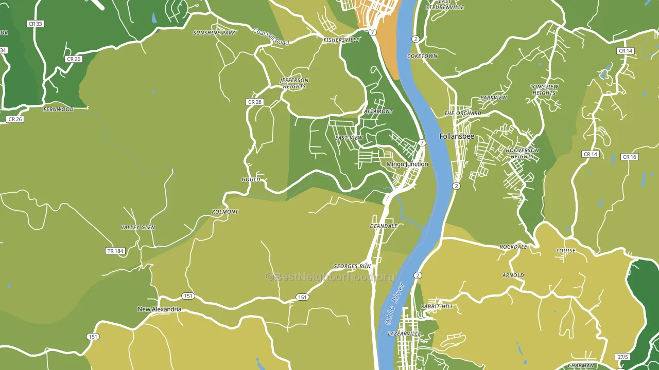 43938, OH block-group voter-turnout map
