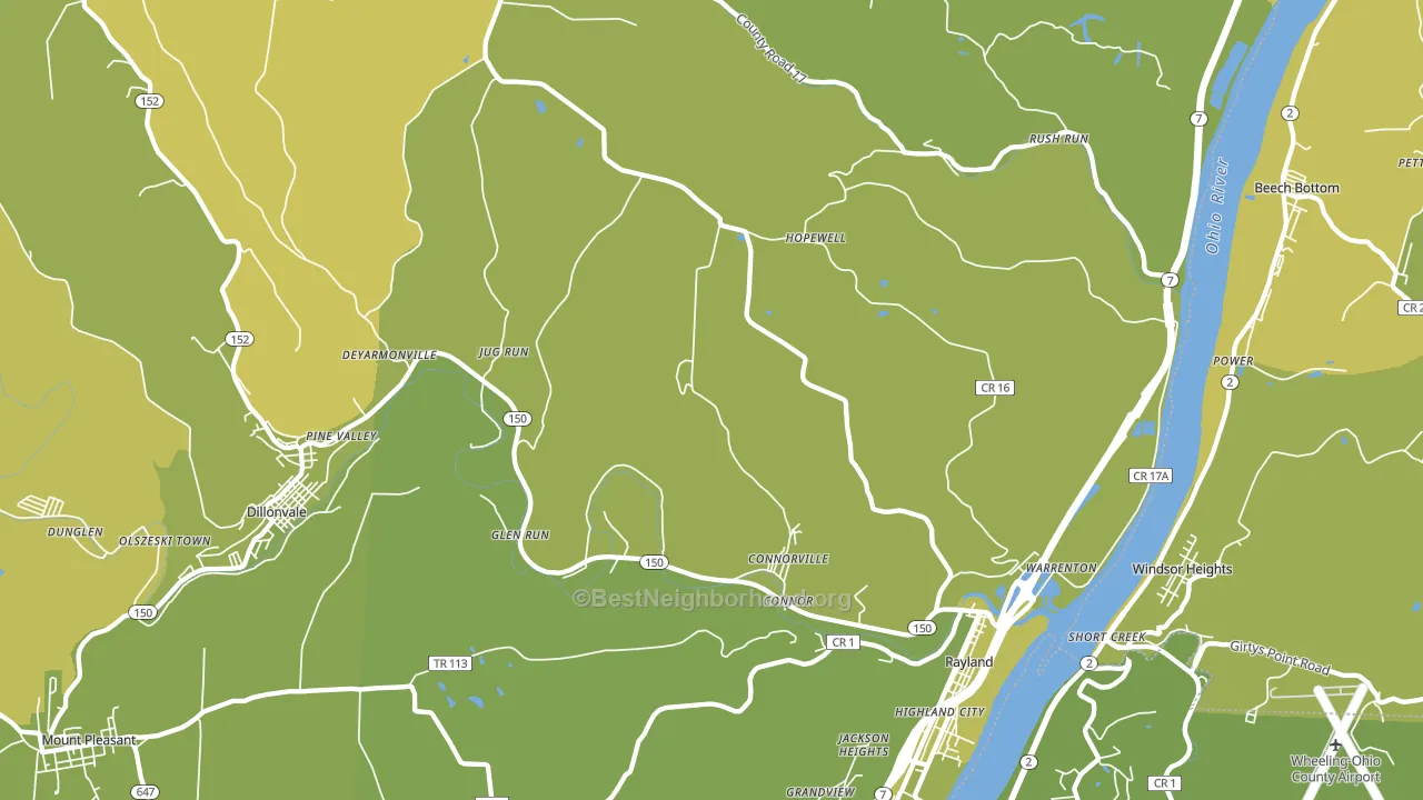 43943, OH block-group voter-turnout map