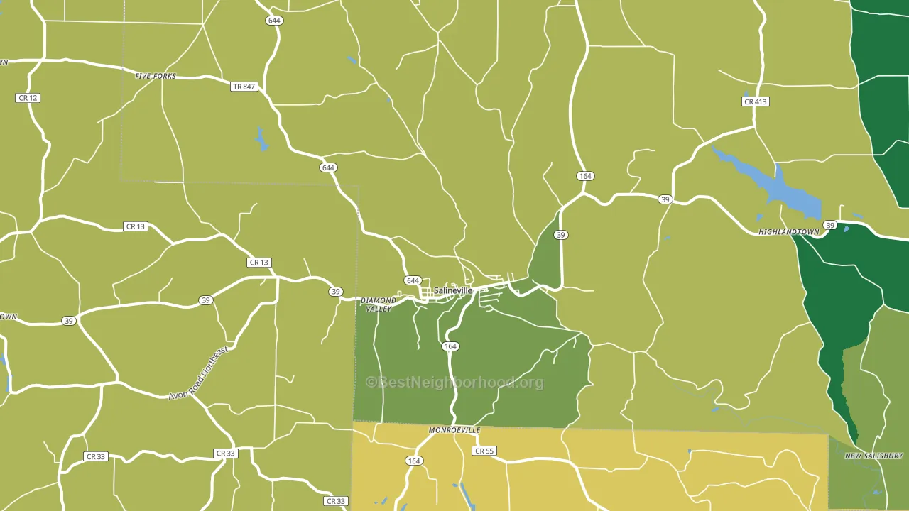 43945, OH block-group voter-turnout map