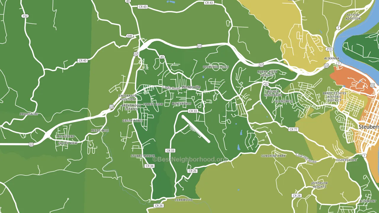 43953, OH block-group voter-turnout map