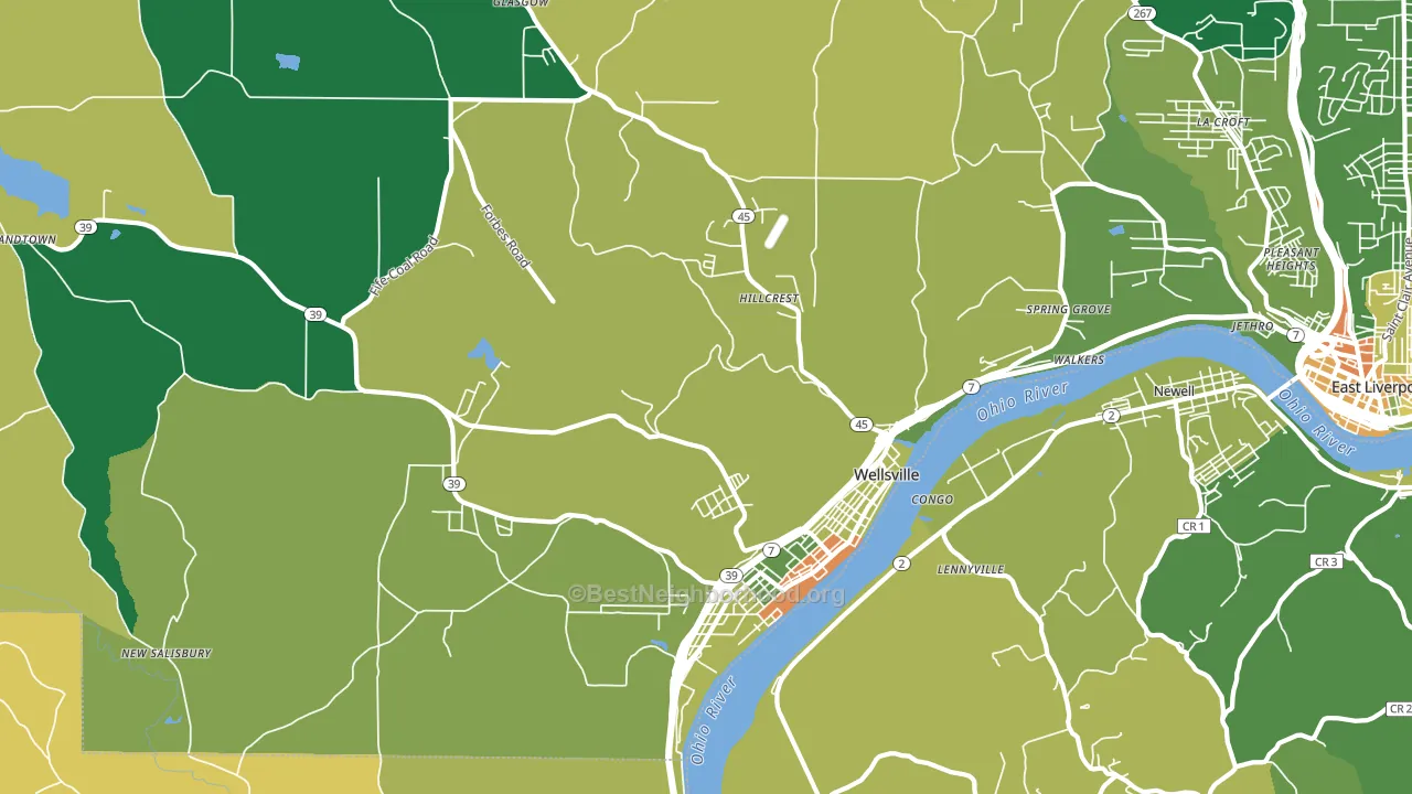 43968, OH block-group voter-turnout map