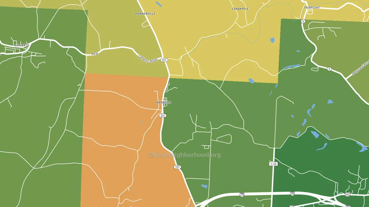 43972, OH block-group voter-turnout map