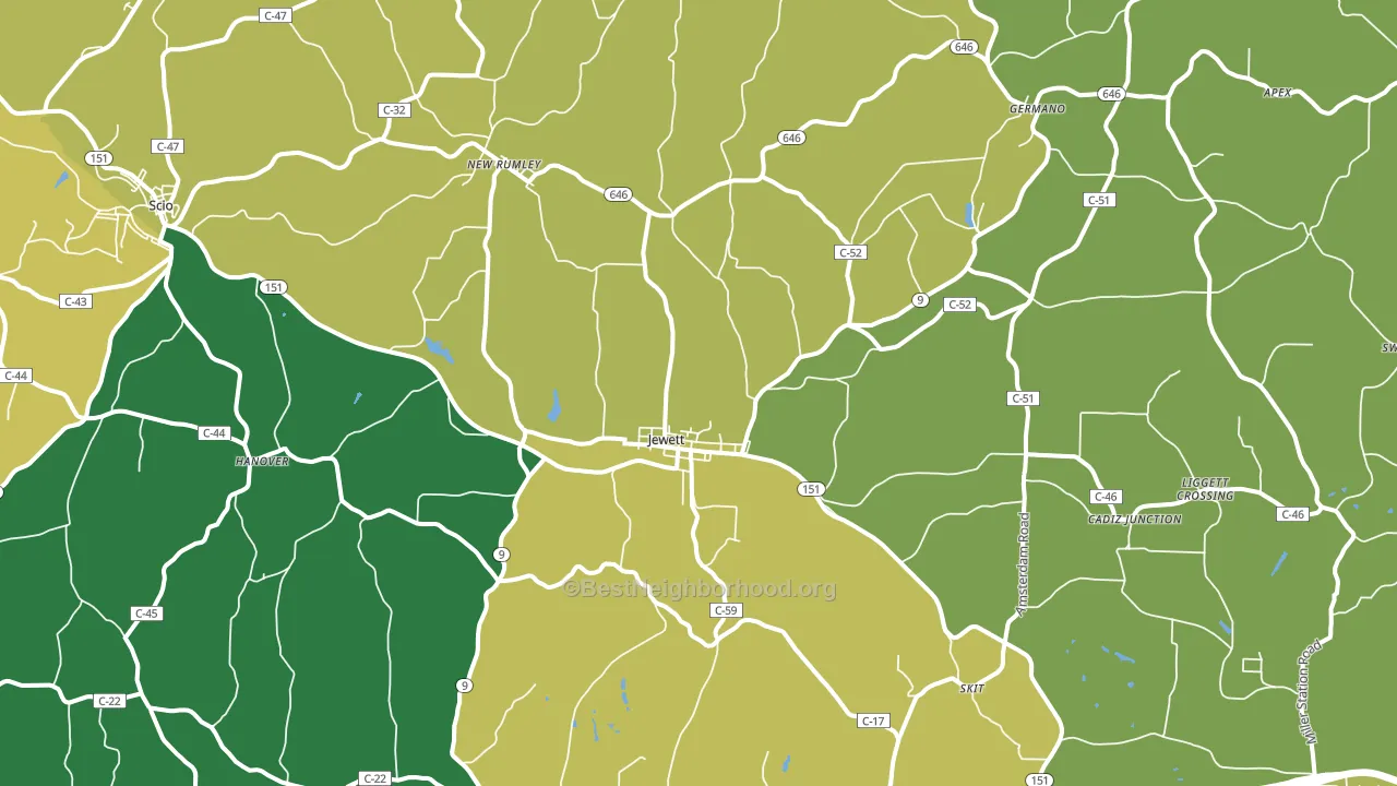 43986, OH block-group voter-turnout map