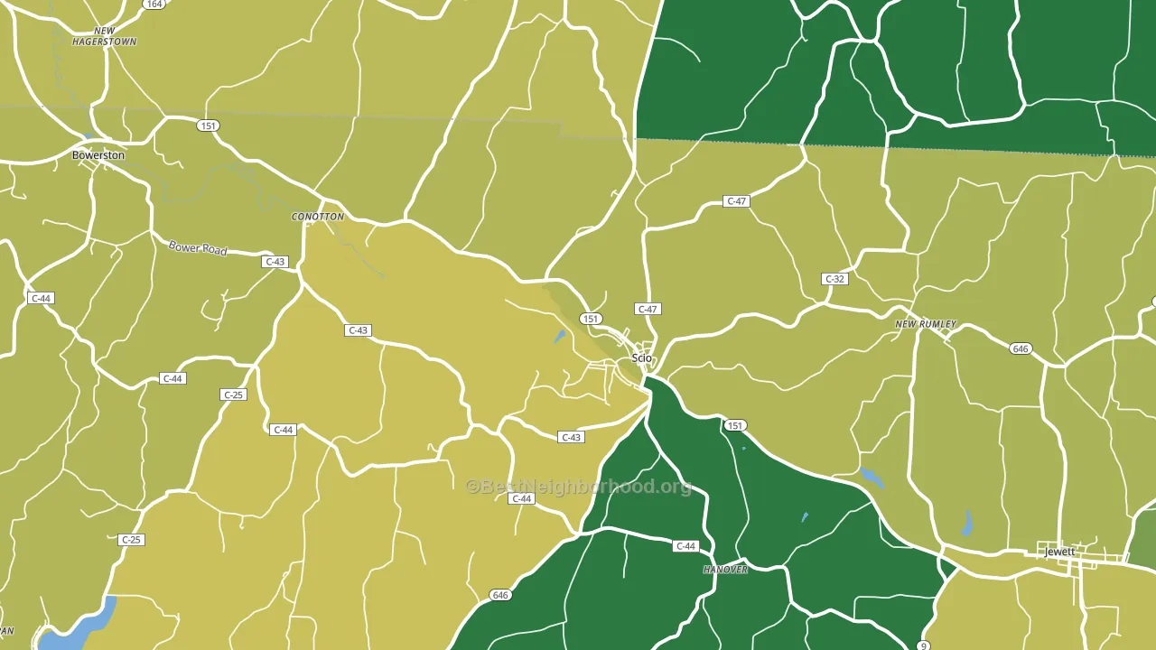 43988, OH block-group voter-turnout map