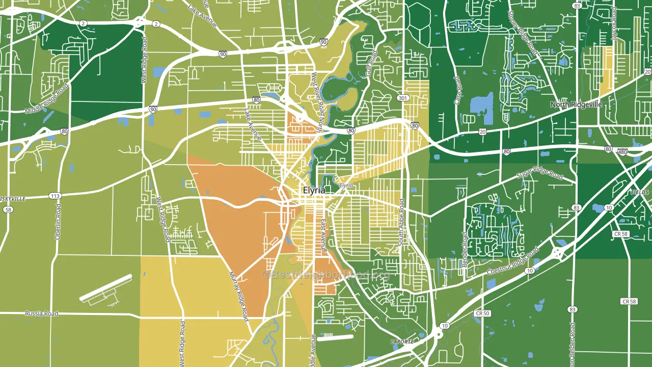 44035, OH block-group voter-turnout map