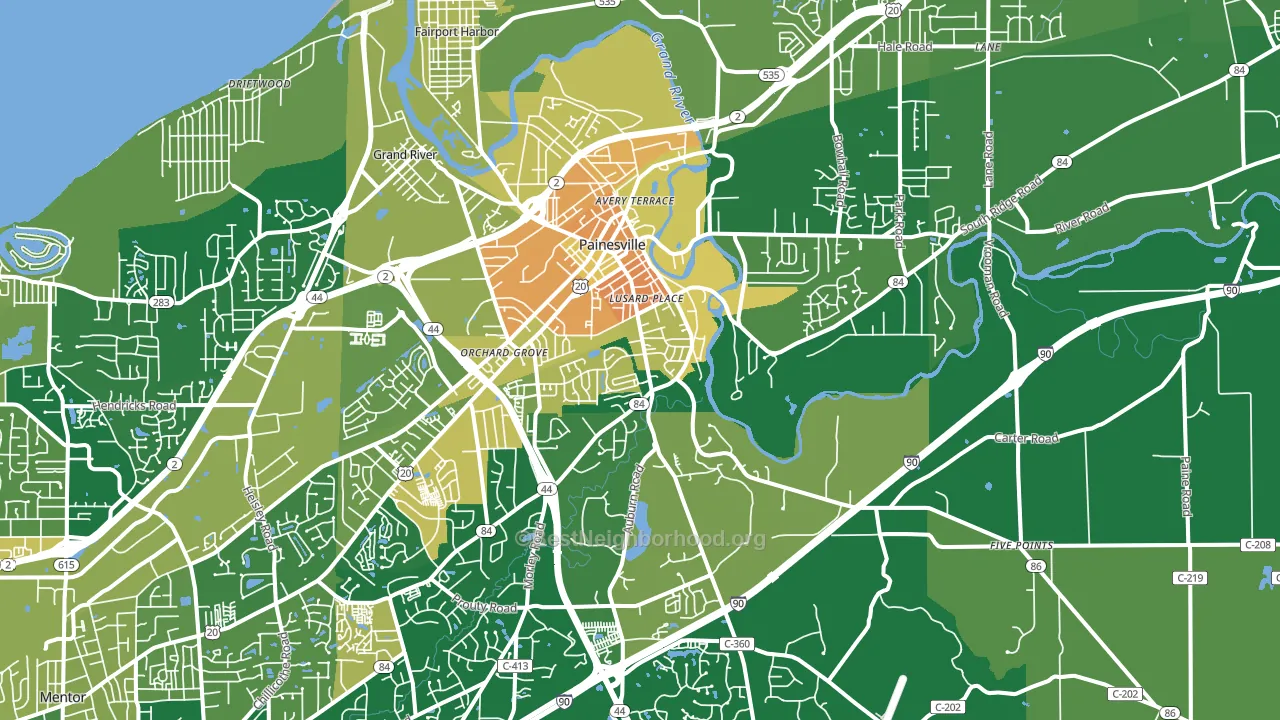 44077, OH block-group voter-turnout map