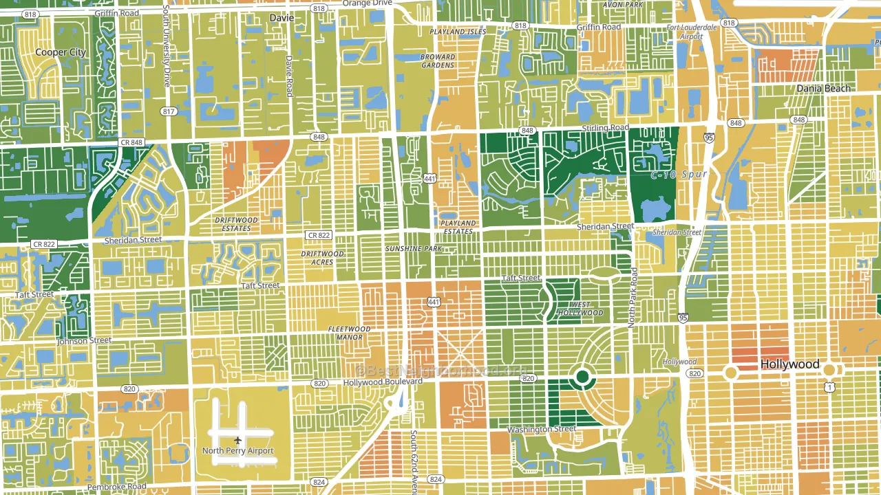 441 Corridor, Hollywood, FL block-group voter-turnout map