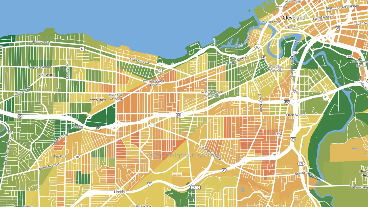 44102, OH block-group voter-turnout map