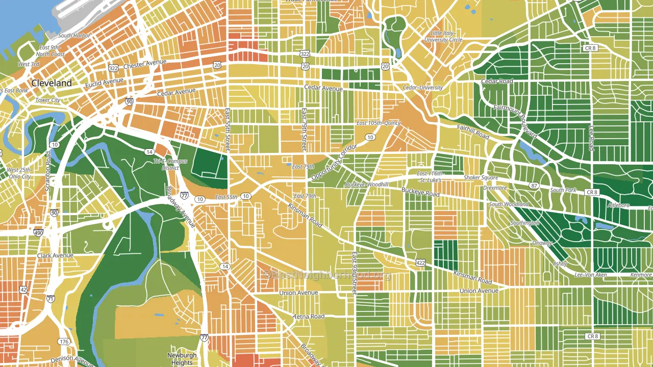 44104, OH block-group voter-turnout map