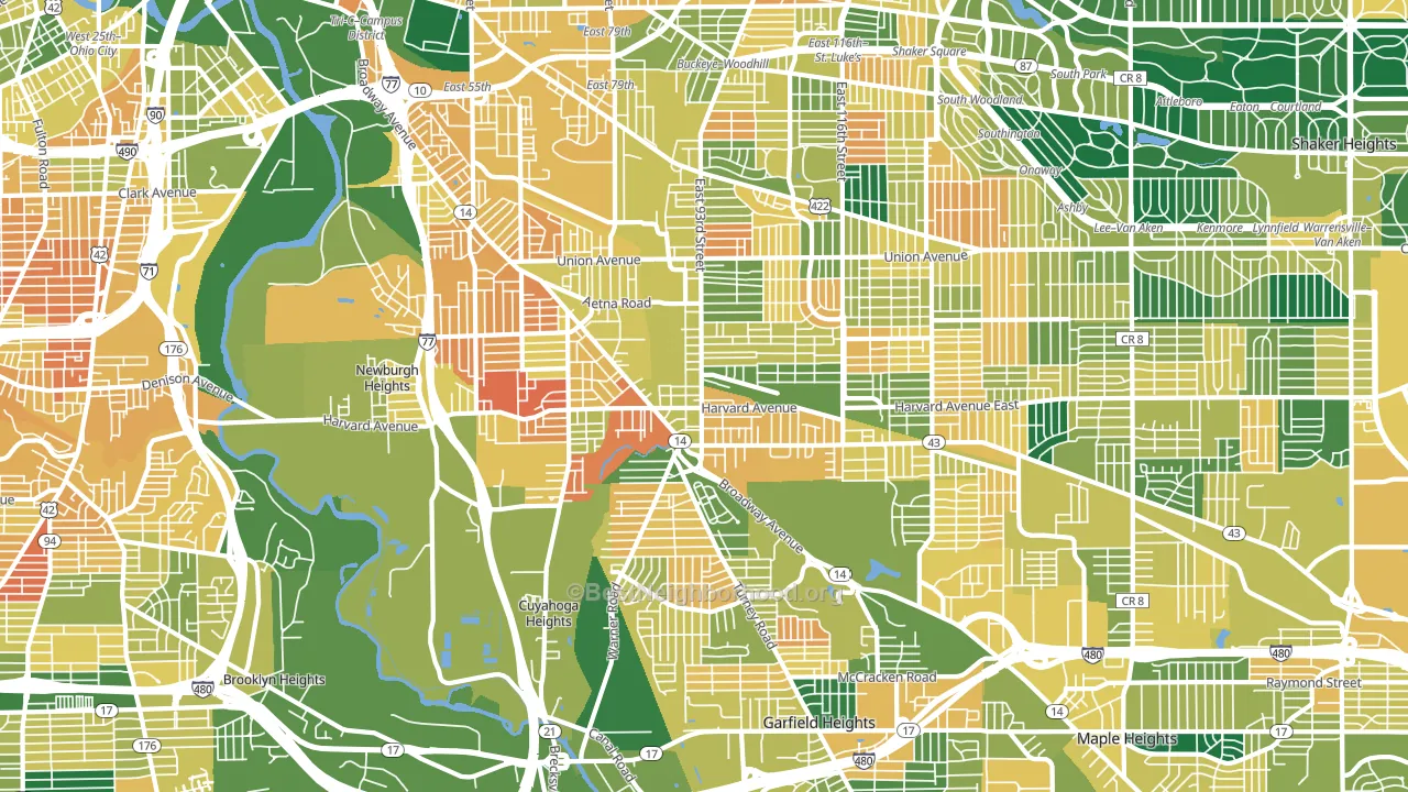 44105, OH block-group voter-turnout map